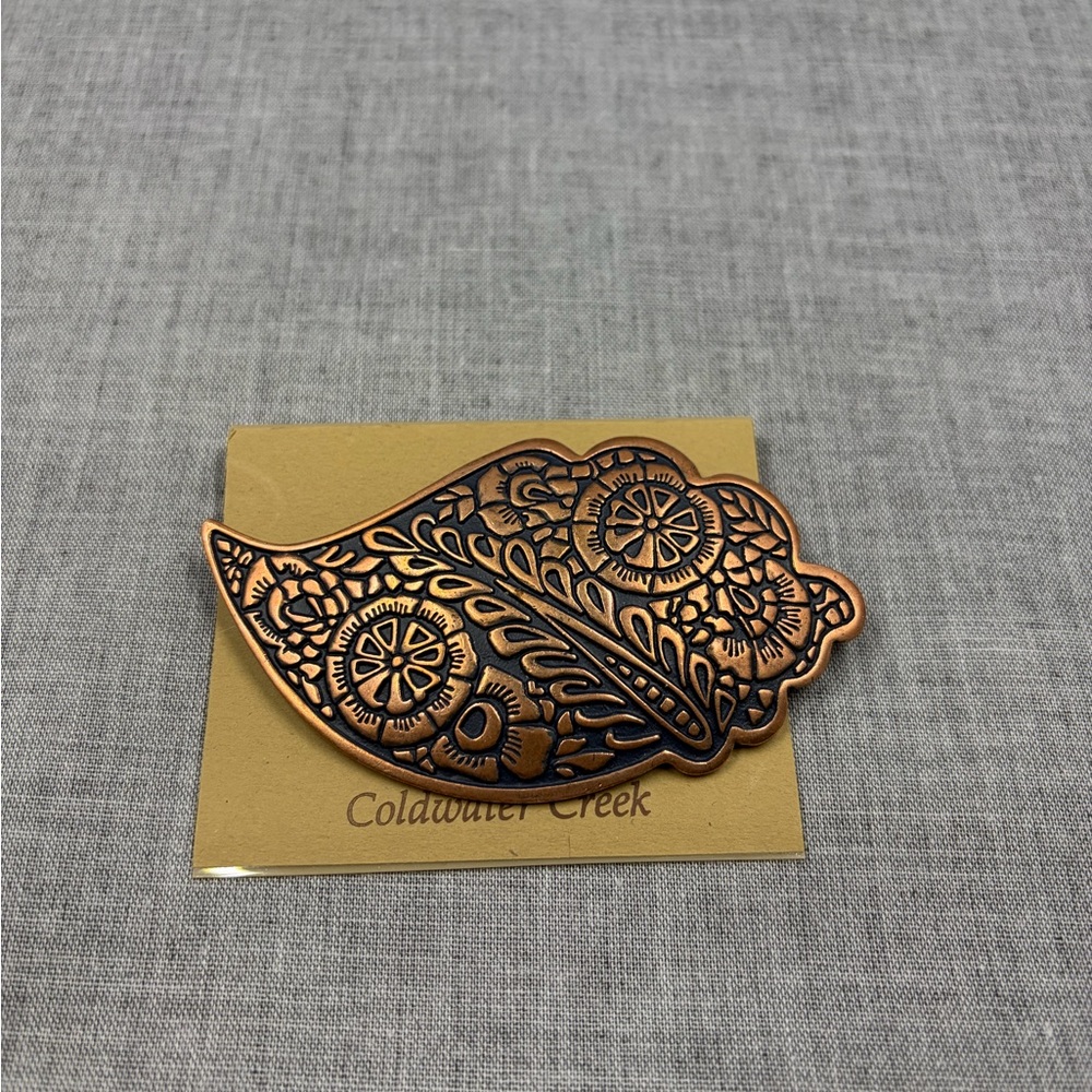 Coldwater Creek Copper-Tone Leaf Brooch